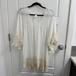 L*Space White and Cream Swim Coverup